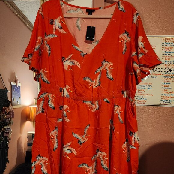 Torrid Orange Crane Dress - Picture 1 of 5